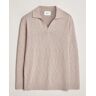 NN07 Ryan Long Sleeve Open Collar Knitted Polo Khaki Stone