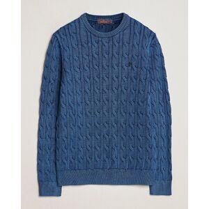 Morris Ethan Cotton Cable Crew Neck Blue