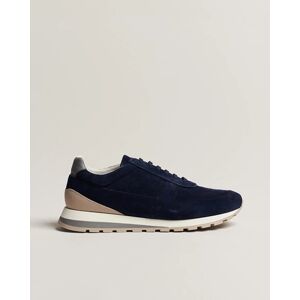 Brunello Cucinelli Perforated Running Sneakers Navy Suede