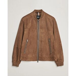 Boss BLACK Malbano Leather Jacket Open Brown