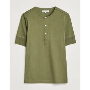 Merz b. Schwanen Short Sleeve Organic Cotton Henley Army