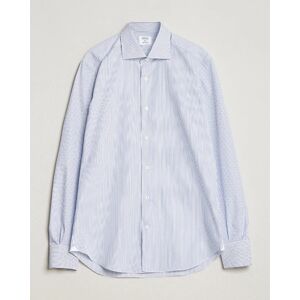Mazzarelli Soft Cotton Cut Away Shirt Blue Pinstripe