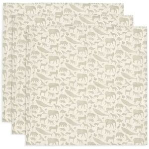 Jollein Lange gaze de Coton Small 70x70cm Animaux Vert Olive (3 pcs) par Jollein - Langes