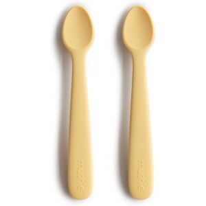 Mushie Lot de 2 cuillères silicone Jaune - Couverts bébé