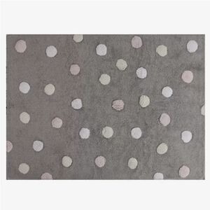 Lorena Canals Tapis Coton Topos Tricolor Gris-rosa / Tricolor Polka Dots Grey-pink par Lorena Canals - Tapis enfant