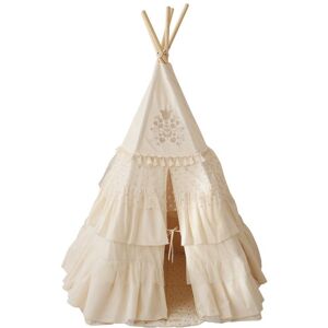 Moi Mili Tente TIpi avec franges et tapis Boho Caramel - Beige, Marron - Tipi