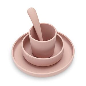 Jollein Coffret de table bébé Silicone Rose Pale (4pcs) - Coffret repas