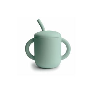 Mushie Tasse d'apprentissage avec paille - Cambridge Blue - Gobelet bébé