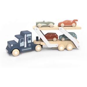 Speedy Monkey Camion transporteur avec 4 voitures - Jouets en bois