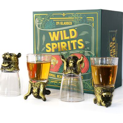 troppotogo Set de 4 verres à shot Wild Spirits - Cadeau - Publicité troppotogo Set de 4 verres à shot Wild Spirits - Cadeau - Publicité