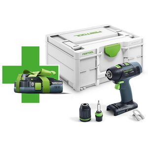 ACTION : Festool Perceuse-visseuse sans fil T 18+3-Basic - 577051 - y compris 1 batterie gratuite incluse dans la livraison