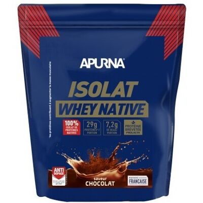 Nutrition protéinée saveur chocolat Apurna Isolat Native 720 g - Publicité Nutrition protéinée saveur chocolat Apurna Isolat Native 720 g - Publicité