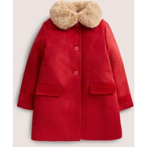 Red Fur Collar Wool Coat Fille Boden, RED 11-12a - Publicité