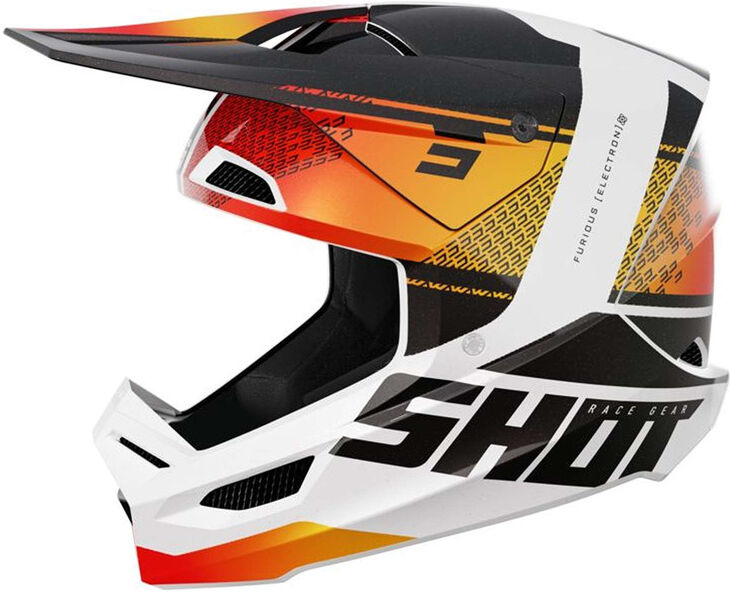 Casque cross Shot Furious Electron orange glossy- XL blanc XL female