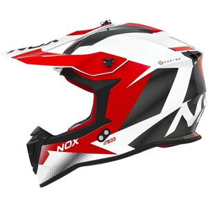 Casque cross Nox N633 Fusion blanc/rouge- L rouge L female