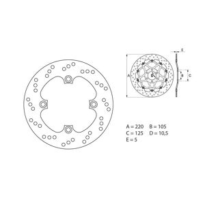 Disque de frein Brembo D.220 serie Oro rond fixe arriere Honda cbr10