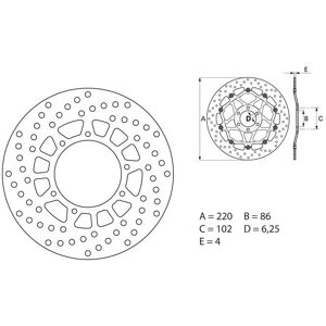 Disque de frein Brembo D.220 serie Oro rond fixe arriere Yamaha 600