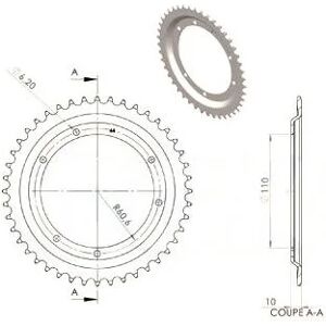 1Tek Origine Couronne 44 dents Ø110 6 trous MBK 88 / 89