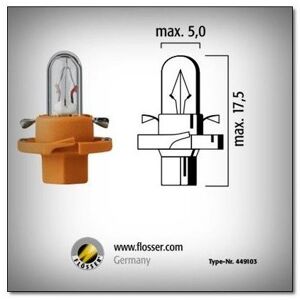 Ampoule Flosser 12V 1,1W BX8, 4d orange