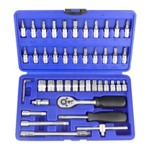 1Tek Tools Coffret a cliquets 46 pieces acier vanadium