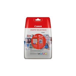 Canon CLI571XL Pack de 4 Cartouches d'encre ORIGINALEES - 50 Feuilles de Papier Photo - 0332C005