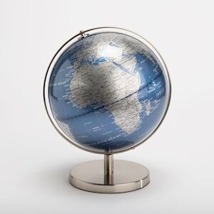 Globe terrestre Lumières givrées bleu argent -  Rond Plastique Amadeus 20x20 cm