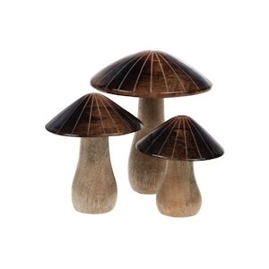 AMADEUS Set de 3 champignons marron 10 cm - Autre Bois Amadeus 4x7 cm