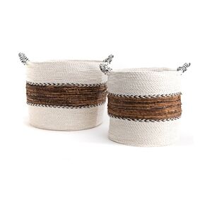 AMADEUS Set 2 paniers à anses Voyage 42x45x45 - Blanc Rond Fibre Naturelle Amadeus 42x45 cm