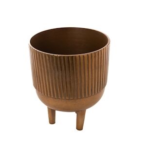 AMADEUS Cache pot Haut 25 cm - Marron Rond Aluminium Amadeus 25x25 cm