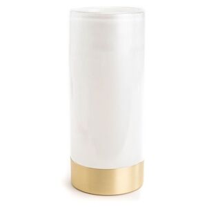 Vase Venise hauteur 27.5 cm blanc et or -  Rond Verre Lou De Castellane