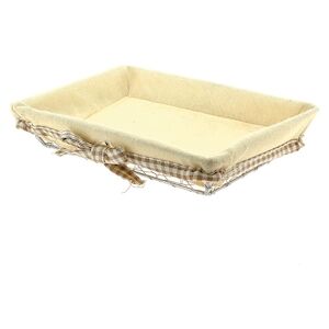 CREAPAK bocage corbeille metal grillage argent rectangle double tissu ecru lisere vichy beige 28x20x5,5 cm - carton de 40