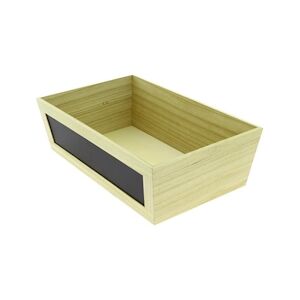 CREAPAK mémo corbeille bois naturel rectangle , 1 face ardoise 40x25x12 cm - carton de 12