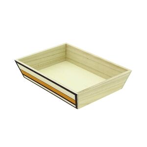 CREAPAK urban corbeille bois naturel rectangle décor bayadere 28x20x6 cm - carton de 40