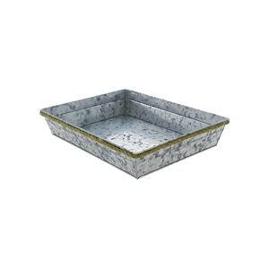 CREAPAK zinky corbeille métal zinc martelé rectangle, corde sisal 36x27x6.5 cm - carton de 38