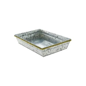 CREAPAK zinky corbeille métal zinc martelé rectangle, corde sisal 33x23x6,5 cm - carton de 38