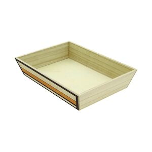 CREAPAK urban corbeille bois naturel rectangle décor bayadere 35x25x7 cm - carton de 20