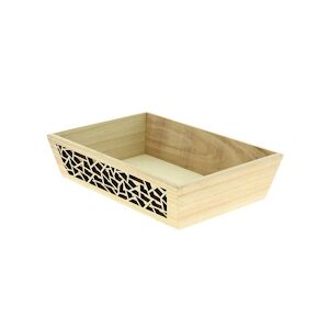 CREAPAK laser corbeille bois naturel rectangle décor découpe laser 28x19x6.5 cm - carton de 20