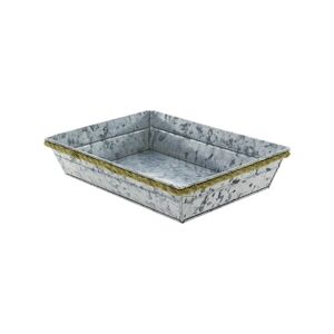 CREAPAK zinky corbeille métal zinc martelé rectangle, corde sisal 28x20x5,5 cm - carton de 38