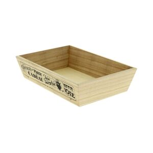 CREAPAK barok corbeille bois naturel rectangle inscriptions noires 28x19x6,5 cm - carton de 20