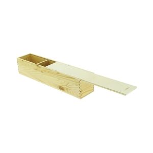 CREAPAK boite en pin naturel 3 cases + couvercle glissière bois 50x10.5x10.5 cm - carton de 6