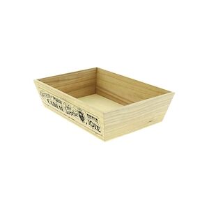 CREAPAK barok corbeille bois naturel rectangle inscriptions noires35x25x9 cm - carton de 20