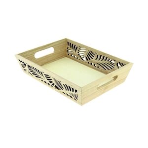 CREAPAK jungle corbeille bois naturel rectangle décor découpe laser 28x20x6 cm - carton de 20