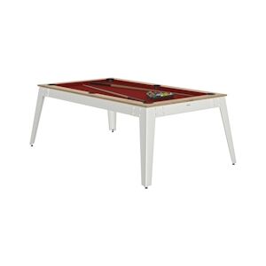 RENE PIERRE Billard Steel Chene Sable Pieds Blanc Drap Rouge 203x116x78cm