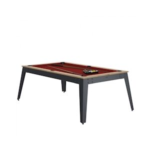 RENE PIERRE Billard Steel Chene Sable Pieds Gris Drap Rouge 203x116x78cm + plateaux table