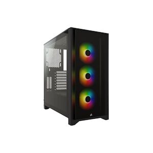 Corsair Boitier Pc Icue 4000x Rgb - Moyen Tour - Verre Trempe - Noir Cc9011204ww