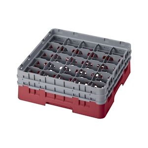 CAMBRO - 25S434-416 - Casiers de lavage 25 comp. - 8,7 cm Ø máx. - Haut max 13,5 cm - 50 x 50 x 18,4 cm - Groseille