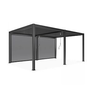 Oviala Business Pergola bioclimatique autoportée 3 x 6 m et 2 stores gris