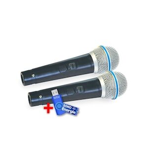 Lot de 2 Microphones de karaoké dynamique Mr Entertainer avec fil 600 Ohm+Clé USB 32G