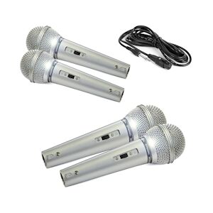 4 Microphones Chant KARAOKE Conférence, Musique Dynamique Unidirectionnel SIlver/ Câble XLR-XLR 3m