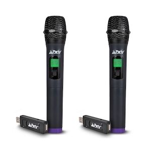 Lot de 2 Systèmes de microphones à mains sans fils avec écrans digitals UHF via USB